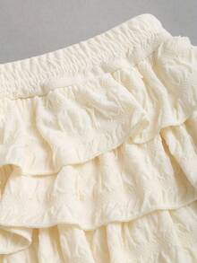 Sweetra Women's Summer New Fashion Versatile Textured Backless Camisole + Mini Skirt 2 Pieces Set - Apricot - View 7