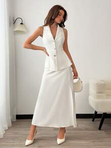 EURMUSE Women, Spring, Summer, Suit Set, Elegant, Weeding, - White - View 1