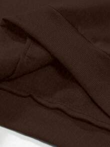 Glimmora Women's Leopard Print Letter Pattern Loose Fit Hooded Sweatshirt - Coffee Brown - View 4