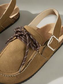 Solecia Women's Buckle Design Casual Versatile Flat Shoes - Brown - View 5