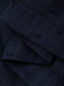 DAZY Conjunto de pijama de mujer con cuello de volantes fruncidos de tela con textura de lunares - Azul - Ver 7