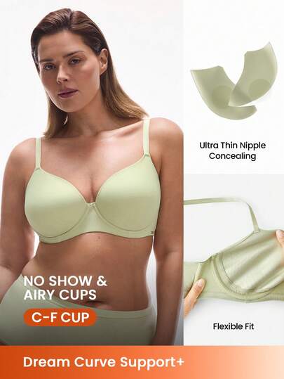 LUVLETTE Plus Dream Curve Support + Green Smooth Full Coverage Support T-Shirt Minimizer Bra Black Bra Flexi SizeFreedom Bra