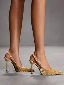CUCCOO SZL Sepatu Slip-On Hak Tinggi Ujung Lancip Elegan untuk Wanita, Cocok untuk Natal dan Musim Semi. - Aprikot beludru - View 8