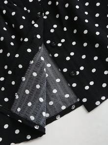 Sweetra Women's New Fashionable Versatile Bubble Polka Dot Crinkle Fabric 2 Pieces Set, Camisole Top + Long Pants - Black - View 6