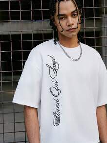 PAVTROS 男士休闲简约字母印花圆领短袖T恤 - 白色 - 查看 5