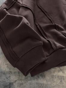 EASEVO Áo hoodie nam cỡ lớn kiểu dáng thường ngày phối nhiều mảnh vải. - màu nâu - Xem 3