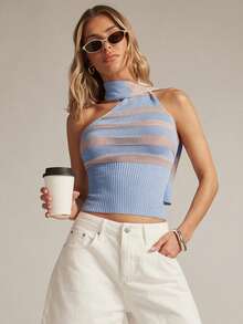 Hauture Women's Ombre Sheer Cutout Knit Top, Spring/Summer - Multicolor - View 1