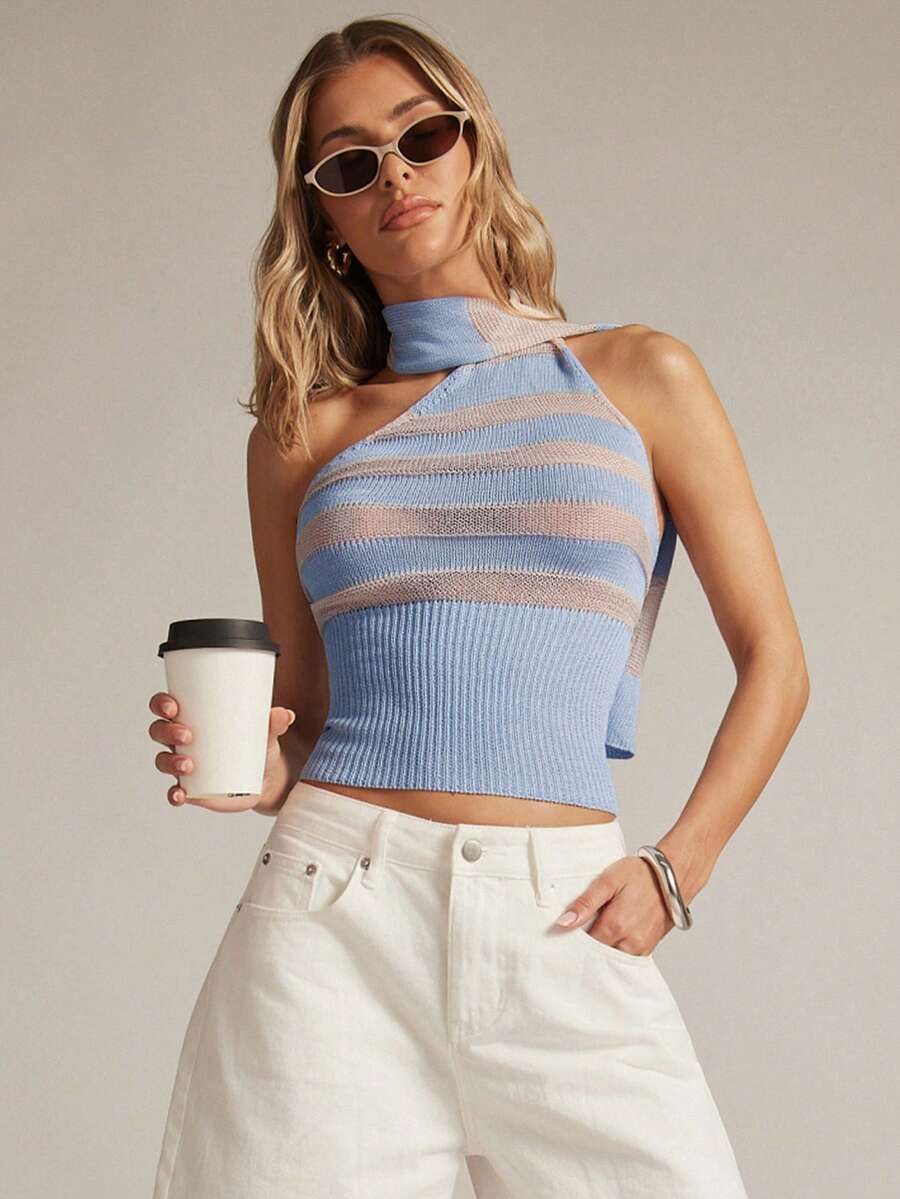 Hauture Women's Ombre Sheer Cutout Knit Top, Spring/Summer - Multicolor - View 1