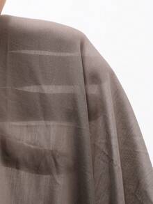 Dazy-Less 女士休闲系带前开襟衬衫和短裤两件套，秋季款 - 灰色 - 查看 3