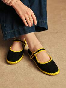 Rosivie Zapatos planos casuales de mujer con diseño de hebilla - Negro - Ver 5