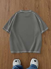 EASEVO 大码休闲日常圆领短袖T恤，夏季 - 淺灰色 - 查看 2