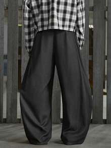 NEON BLANC Men's Solid Color Twist Pocket Casual Wide Leg Pants - Black - View 4
