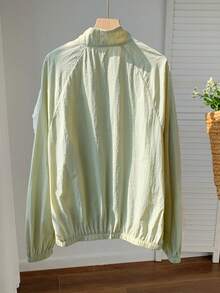 Comfortcana Women's Spring Casual Lace Trim Lightweight Jacket - Green - View 2