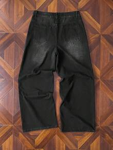 StoneGrade 男士斜口袋宽松阔腿牛仔裤 - 灰色 - 查看 2