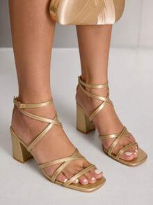 CUCCOO SZL Women Heeled Sandals - Gold - View 3