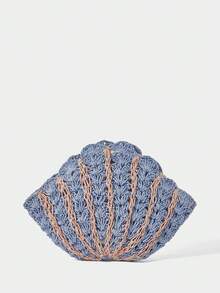 SHECARRY Women's Shoulder Bag Fashion Woven Fan Clutch Bag - Multicolor - View 6