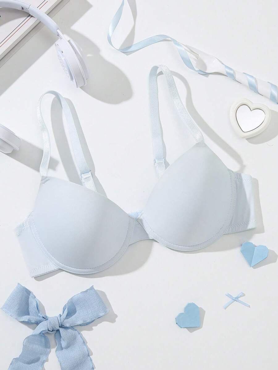 1件圣诞节女士钢圈文胸 - 水鴨藍 - 查看 1