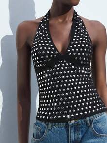 Maija Áo khoác gile nữ màu đen cổ yếm, kiểu dáng hiện đại thành thị, phù hợp cho tiệc tùng và mặc thường ngày. - màu đen - Xem 2