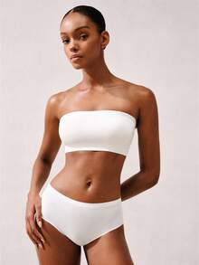 夏季女士无肩带文胸套装，包括细肩带文胸、抹胸、露背上衣和吊带背心 - 白色 - 查看 4