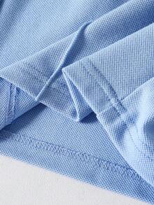 SHEIN Set 2 piese tricou polo cu mânecă scurtă și pantaloni scurți pentru preadolescenti - Bleu - Vizualizare 8