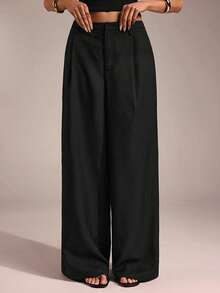 SHEIN Tall CURVE CURVE 新款加大码女式高个女孩黑色休闲直筒裤，带拉链和口袋，高腰设计让您看起来更苗条，腿部更修长，适合高个女性。高腰设计让您看起来更苗条，腿部更修长，适合高个女性。复古风格，适合所有季节和场合，适合高个女孩和女性，夏季阔腿裤，夏季阔腿裤，夏季休闲装，夏季度假装，女士长裤，春季装，阔腿裤，办公裤，优雅裤，休闲裤，夏季高腰显瘦阔腿裤，优雅女士礼服裤，优雅派对裤，女士优雅裤，优雅长裤，女士度假装，假日装女士服装、夏季度假服装、夏季休闲装、女士休闲裤、女士性感裤、狂欢节服装、2026年狂欢节女士造型、2026年狂欢节女士服装、狂欢节女士服装 - 黑色 - 查看 6