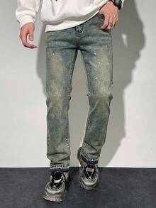 SHEIN Jeans casual versatili da tutti i giorni con tasche e bottoni per ragazzi adolescenti - Lavaggio chiaro - Visualizzare 5