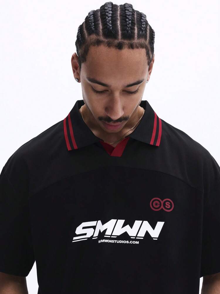Box Fit Printed Polo Shirt With Collar