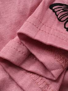 DAZY Charming Butterfly Print Fitted Women Pajama Set - Pink - View 7