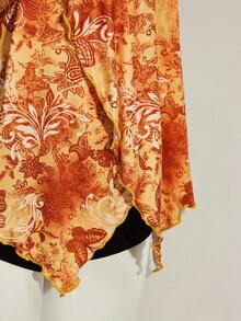 SHEIN ICON Print Asymmetric Hem Fashion Halter Neck Tank Top - Orange - View 8