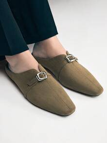 Mnmlis Women's Fashion Versatile Commuter Buckle Flat Shoes For Christmas - Olive Green - View 10