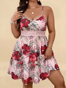 Travachic Plus Size Tropical Print Sleeveless Casual Dress - Multicolor - View 3