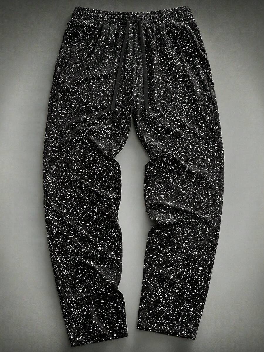 Manfinity VCAY Pantalones casuales sueltos con cintura elástica y bolsillos brillantes para hombre