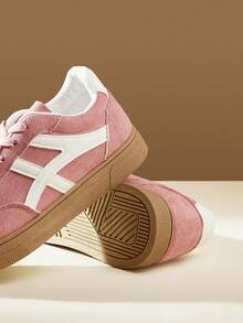 CUCCOO EASI Women's Flat Bottom Round Head Sneakers Casual Shoes - Pink - View 5