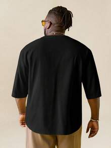EASEVO Áo sơ mi nam cỡ lớn, dáng rộng, chất liệu vải dệt, tay ngắn, cài khuy nửa thân, thích hợp cho mùa hè. - màu đen - Xem 3