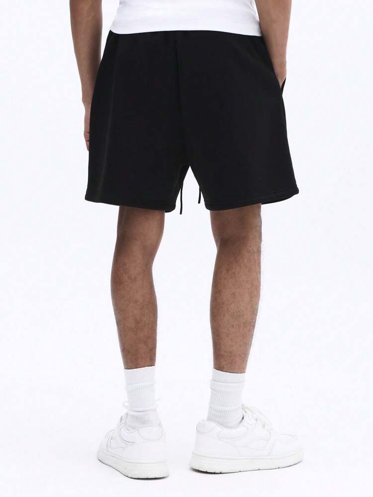 Drawstring Shorts With Line Art Print