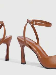 CUCCOO SZL Giày sandal cao gót nữ màu đỏ tía tối giản, có thể điều chỉnh, thích hợp cho mặc hàng ngày, giày mùa xuân, kỳ nghỉ xuân, lễ Phục sinh, dạ hội, Giáng sinh. - Mia vàng nâu - Xem 5