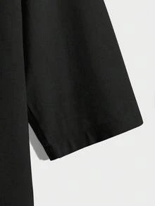 EASEVO Áo sơ mi nam cỡ lớn, dáng rộng, chất liệu vải dệt, tay ngắn, cài khuy nửa thân, thích hợp cho mùa hè. - màu đen - Xem 7