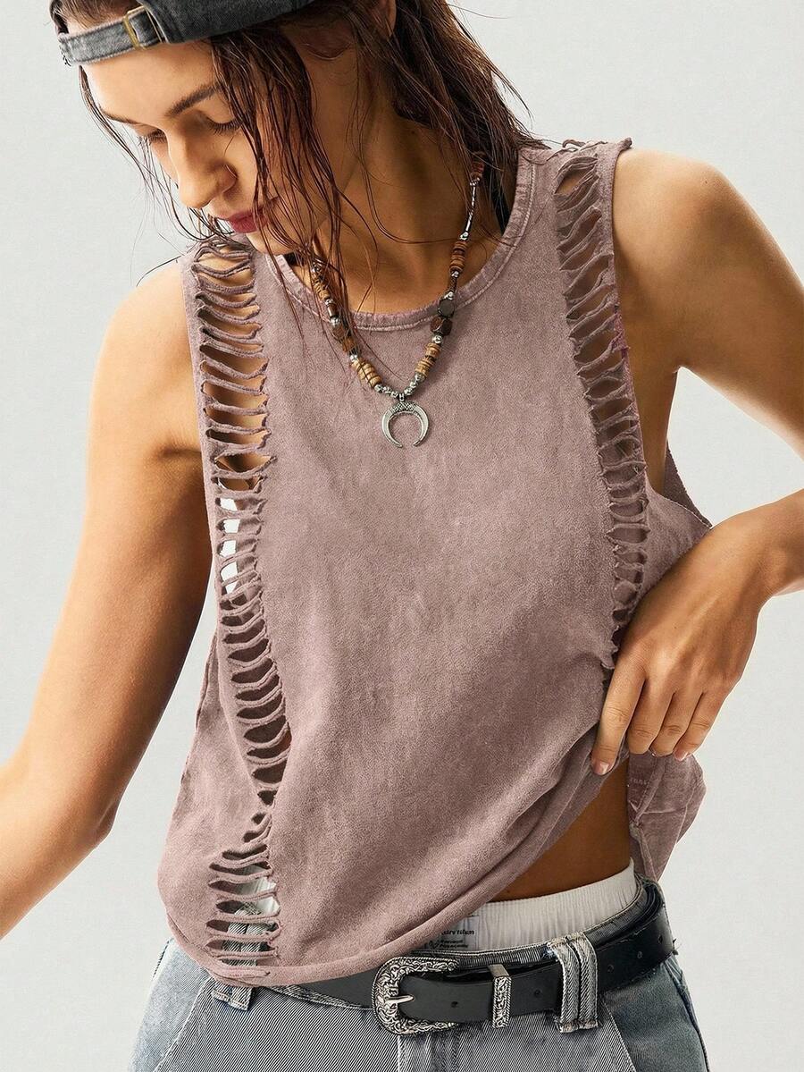 Bohemela Solid Color Knit Cropped Tank Top For Women,Summer Top - Apricot - View 1