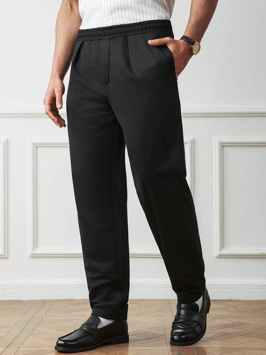 HUEFORM Quần dài nam dáng rộng, phong cách cổ điển retro, quần thể thao ống thẳng đơn giản, đa năng. - màu đen - Xem 1