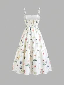 Sweetra Đầm hai dây họa tiết hoa nhí dành cho nữ, kiểu dáng lãng mạn phù hợp cho kỳ nghỉ biển, mùa xuân/hè. - trắng - Xem 2