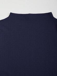 SHEIN Sweetro Vestido ceñido al Body con mangas acampanadas y cintura entallada de estilo minimalista - Azul Marino - Ver 6