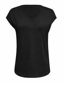 EMERY ROSE Casual Versatile Commuting Minimalist Solid Color T-Shirt, Summer - Black - View 3