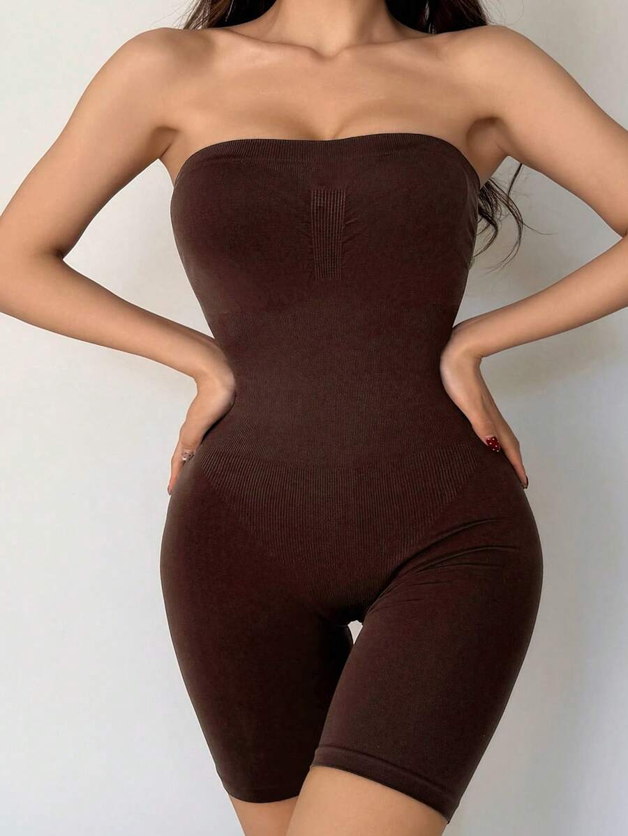 DAZY Áo hai dây quây không đường may, ôm eo, không gọng, thích hợp cho mùa xuân và mùa hè. - Màu Khaki - Xem 1