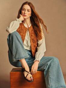 Rosivie 女士搭扣设计休闲时尚平底凉鞋 - 棕色 - 查看 7