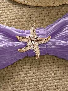 Swim Chiccia Conjunto de bikini sexy de 3 piezas con textura y diseño de estrella de mar sin tirantes - Púrpura malva - Ver 6