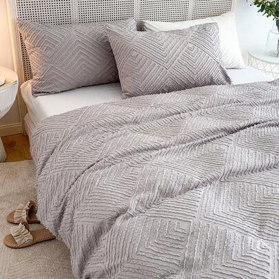 Cirelle Bộ chăn ga gối 2/3 món kiểu Bohemian, 100% polyester, họa tiết hoa 3D xếp nếp, không kèm ruột chăn, thích hợp cho mọi mùa, kiểu dáng hiện đại với 1/2 vỏ gối.