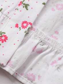 DAZY Conjunto de pijama de mujer con volantes en el bajo y estampado floral diminuto de verano - Blanco - Ver 9
