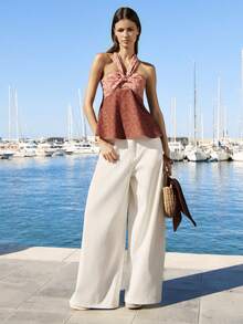 Nöista 这款印花双色粉色吊带上衣，正面饰有打结细节。适合春季、夏季、波西米亚风、节日等场合。 - 彩色 - 查看 5