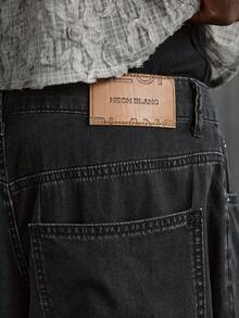 NEON BLANC 男士休闲纽扣口袋铆钉牛仔裤 - 黑色 - 查看 6