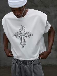 NEON BLANC 男士休闲印花圆领连帽T恤 - 白色 - 查看 5